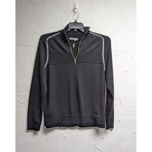 Smartwool 1/4 Zip  Mens M Black 100% Merino Wool Pullover Stretch